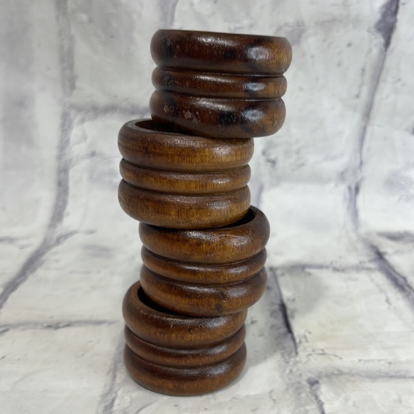 Vintage Wood Napkin Holders Wood Set of 4 Bohemian - Picture 3 of 5